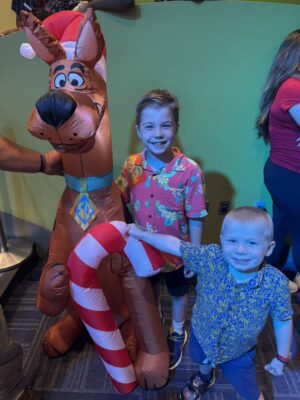 Max and his brother with Scooby Doo